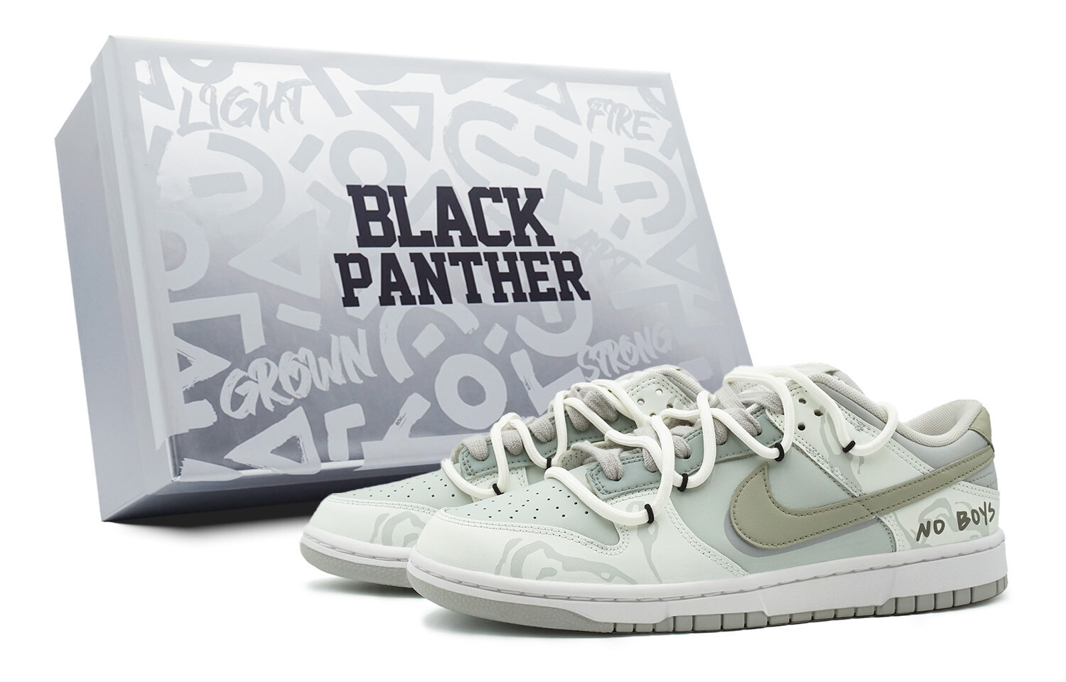 

Кроссовки Nike Dunk Skateboarding Shoes Women's Low-top Grey/white/blue, светло-серый