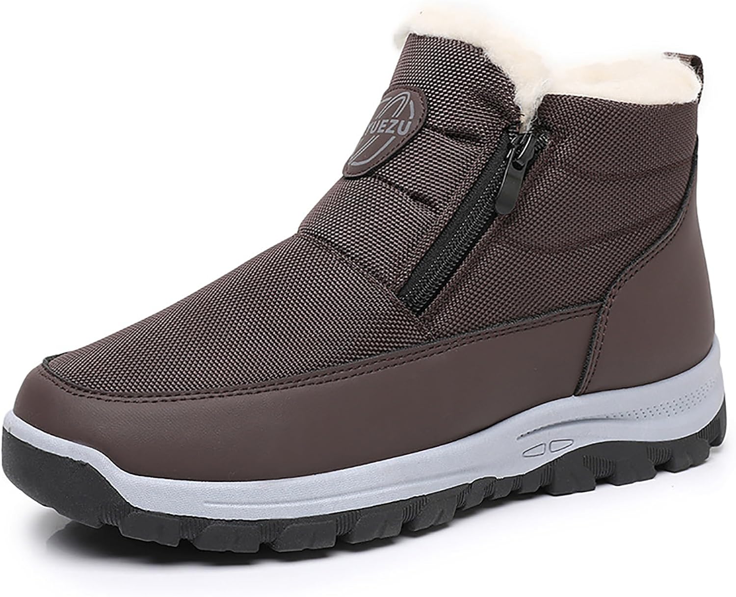 

Мужские водонепроницаемые зимние снегоходные сапоги с утеплителем и меховой подкладкой, теплые ботинки до щиколотки с боковой молнией, легкие и удобные, для улицы, повседневные нескользящие прогулочные обувь Forevercan, коричневый