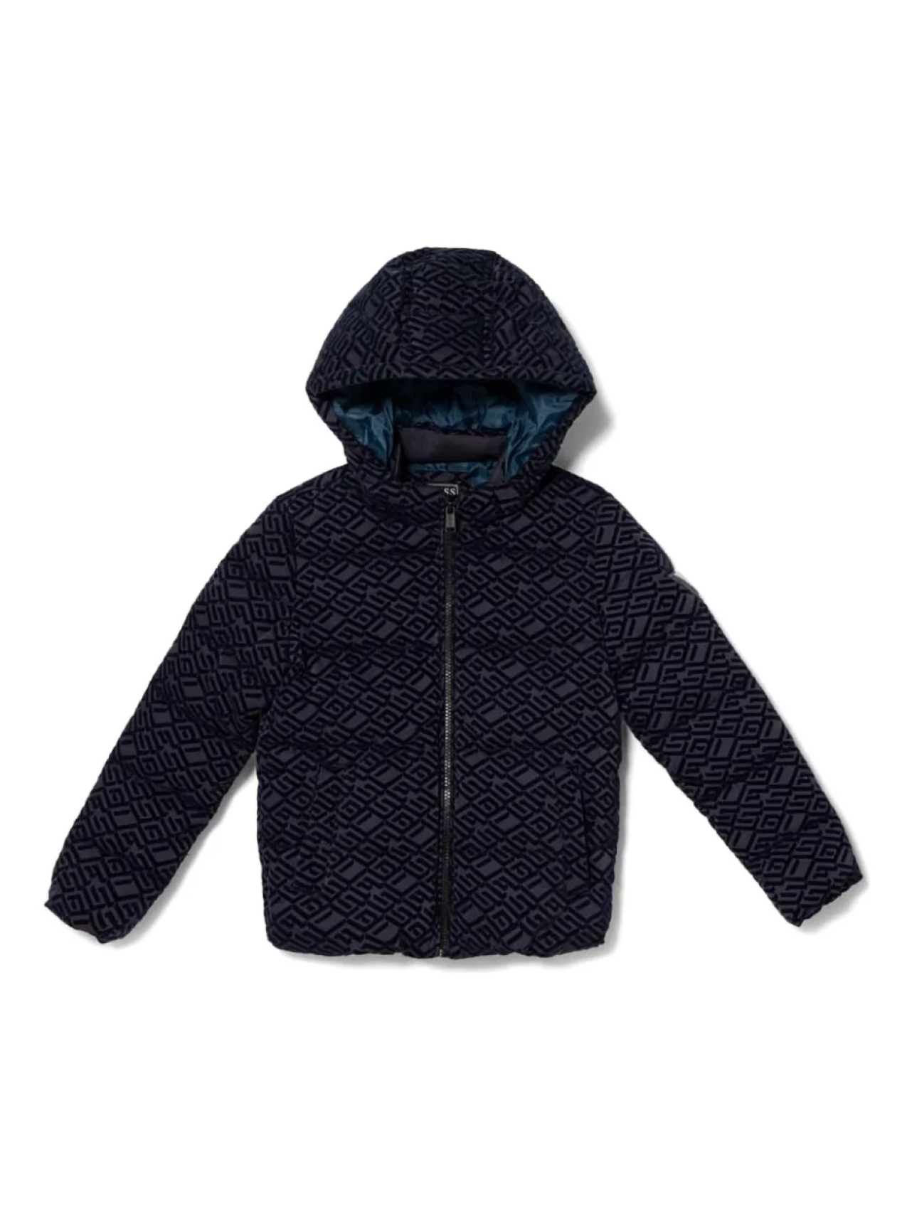 

Guess Kids детская куртка-пуховик с логотипом по всей поверхности, синий