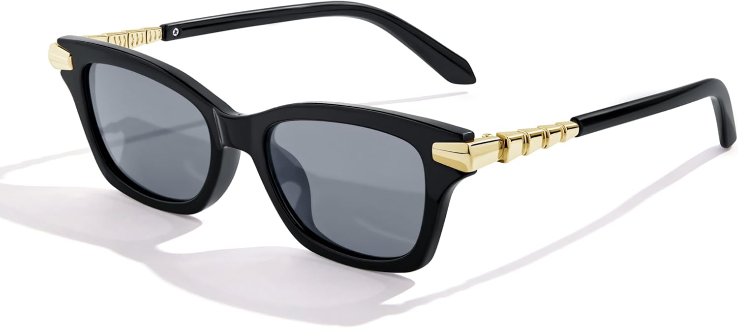 

Ретро-солнцезащитные очки «кошачий глаз» для женщин и мужчин, винтажные модные солнцезащитные очки с металлическими дужками в форме змеи, защита от УФ-излучения UV400 Jcheupet, Black Frame - Gradient Black Lens