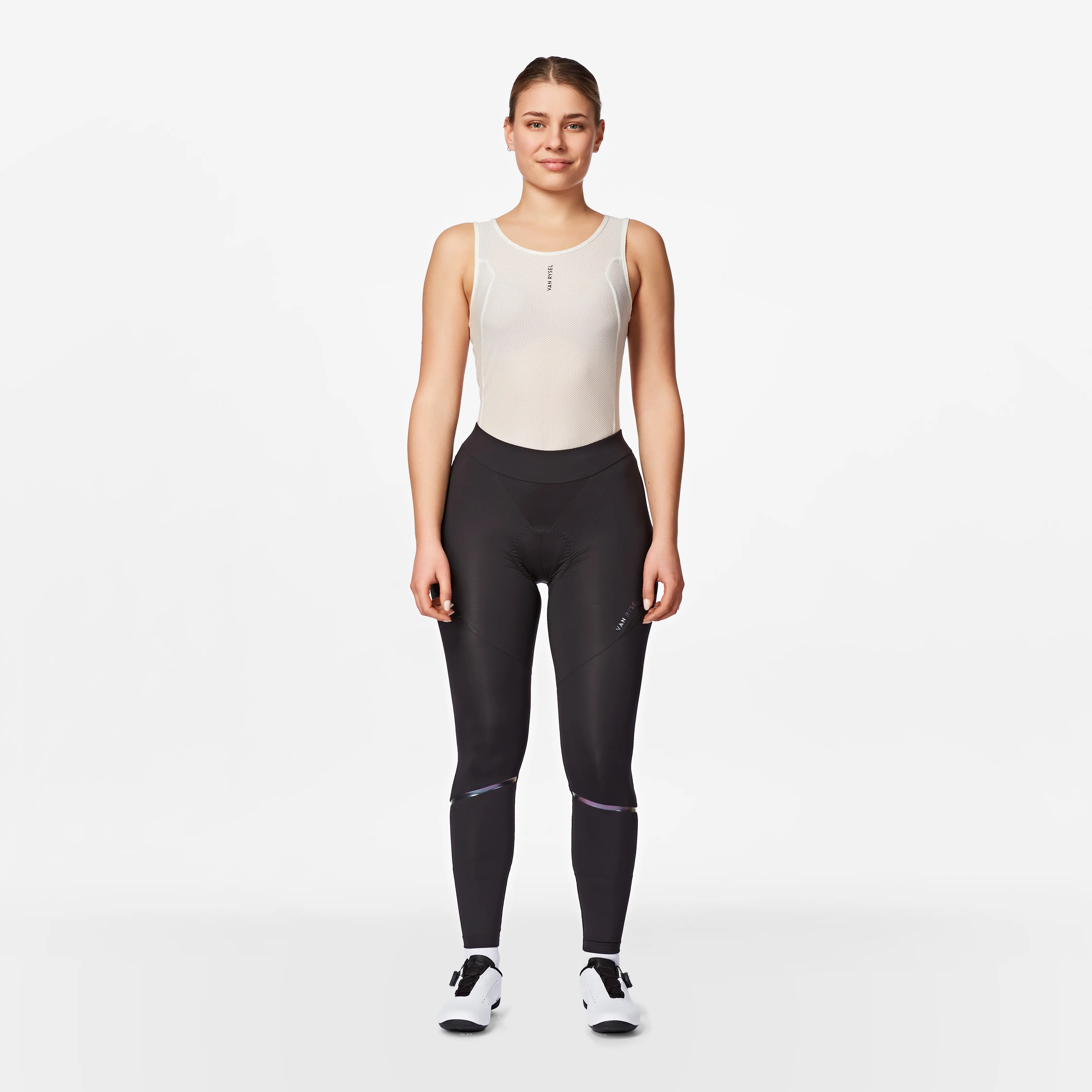 

Женские весенне-осенние дорожные велотрусы Van Rysel RCR Racing Series дымчато-чёрные