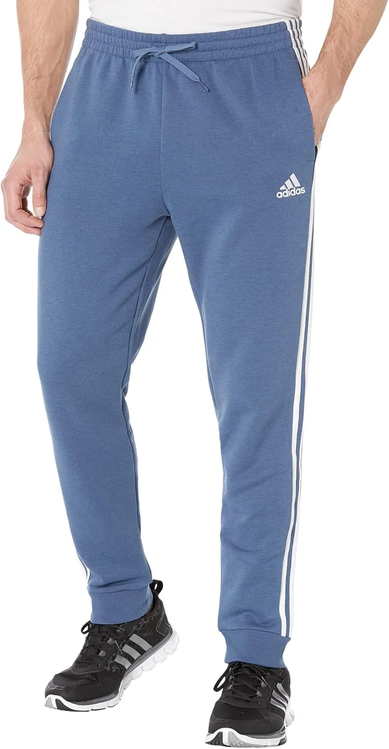 Мужские флисовые брюки Adidas Essentials с зауженными манжетами и тремя полосками, белый