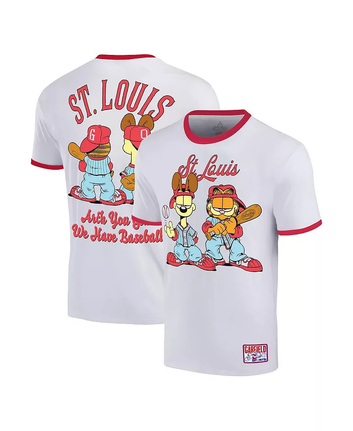 

Мужская белая бейсбольная футболка Garfield Atlanta с контрастной окантовкой Ripple Junction