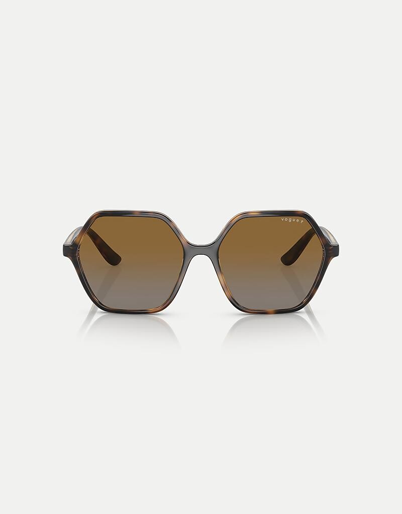 

Солнцезащитные очки прямоугольной поляризации Vogue Eyewear темно-гаванского цвета с коричневыми линзами