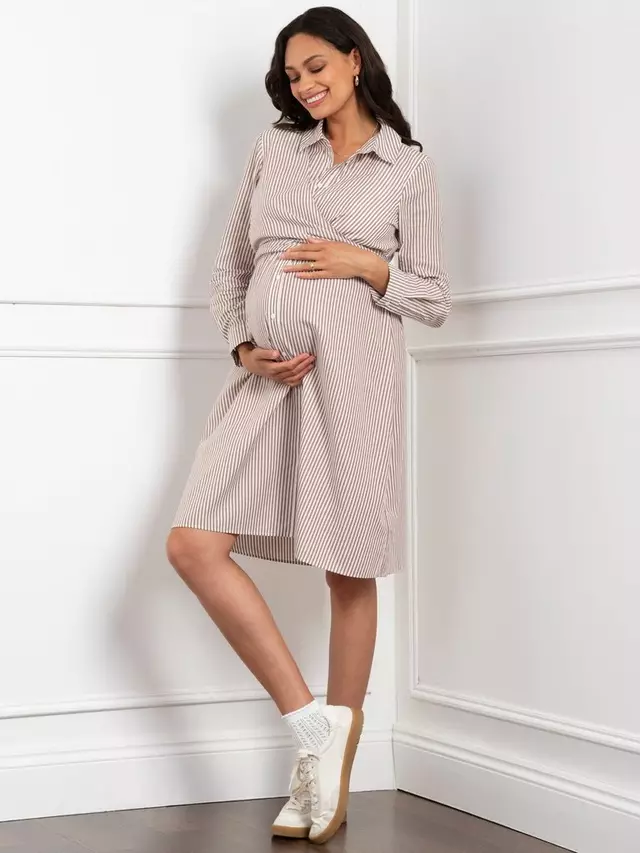 

Платье Seraphine Stripe Shirt Maternity, цвет taupe/white