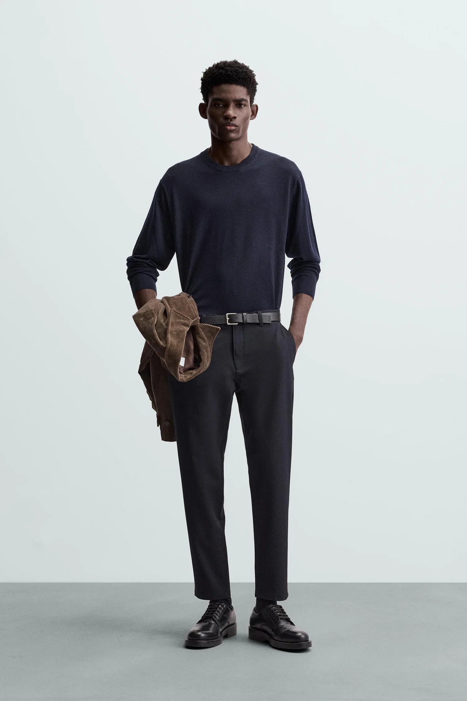 Удобные текстурированные брюки-чинос Zara, темно-синий