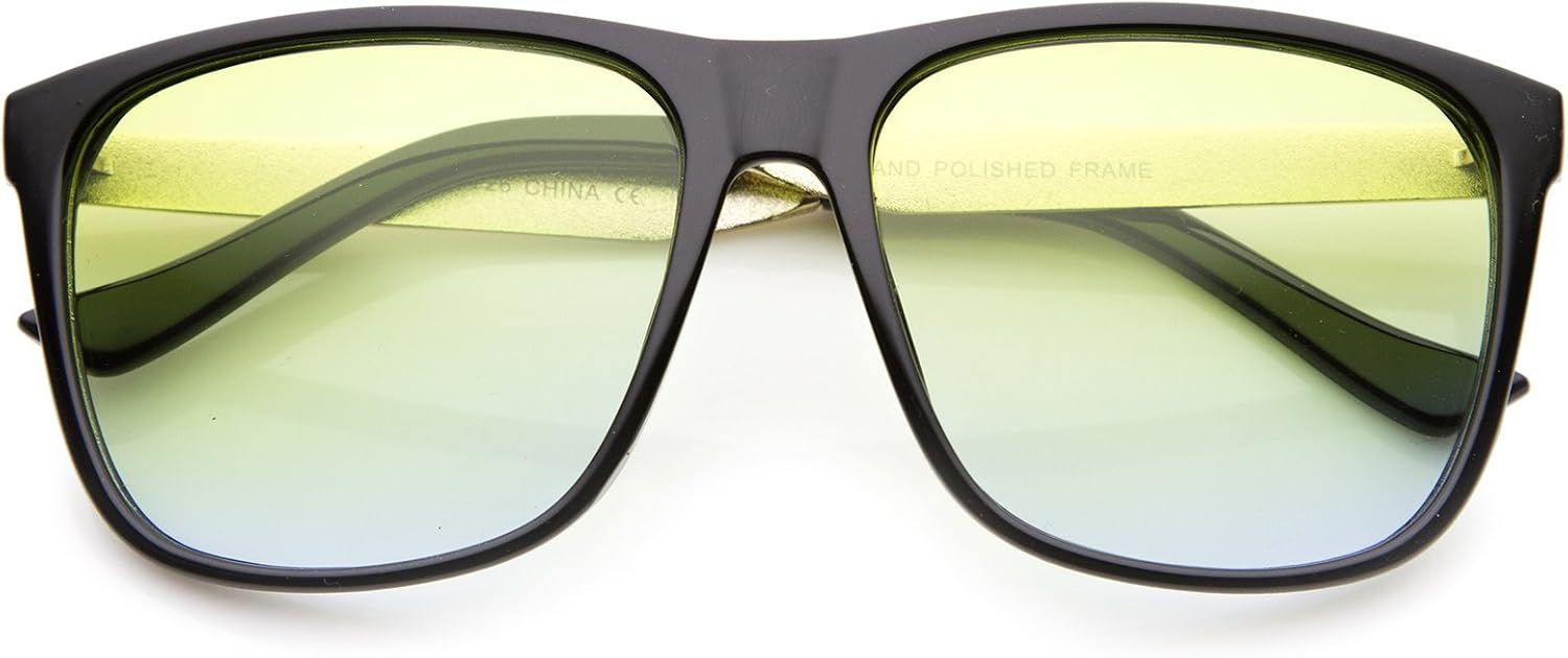 

Солнцезащитные очки zeroUV в современном стиле с роговой оправой, градиентными цветными линзами, металлическими дужками и квадратной формой, диаметр линз 56 мм, Black / Green