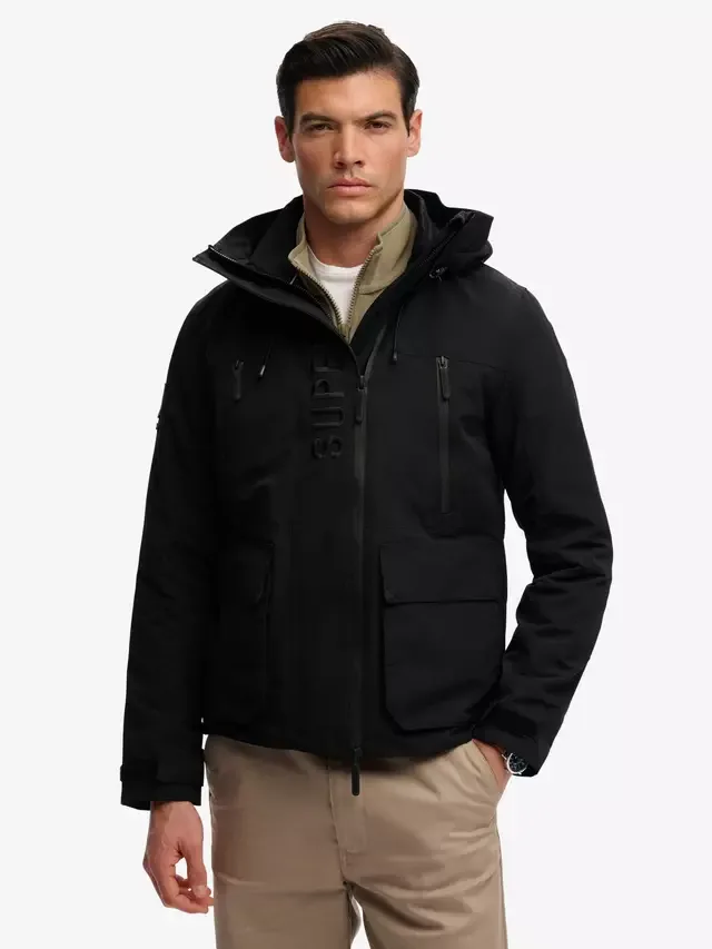 Куртка-ветровка с капюшоном и вышивкой, черная Superdry — фото 4