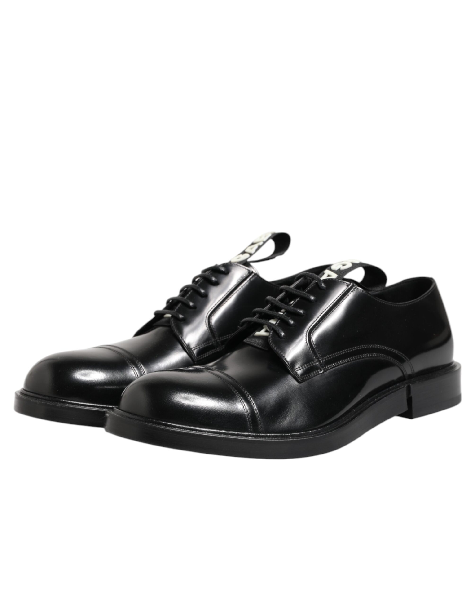 Черные кожаные туфли на шнуровке для мужчин Dolce & Gabbana, черный — фото 4
