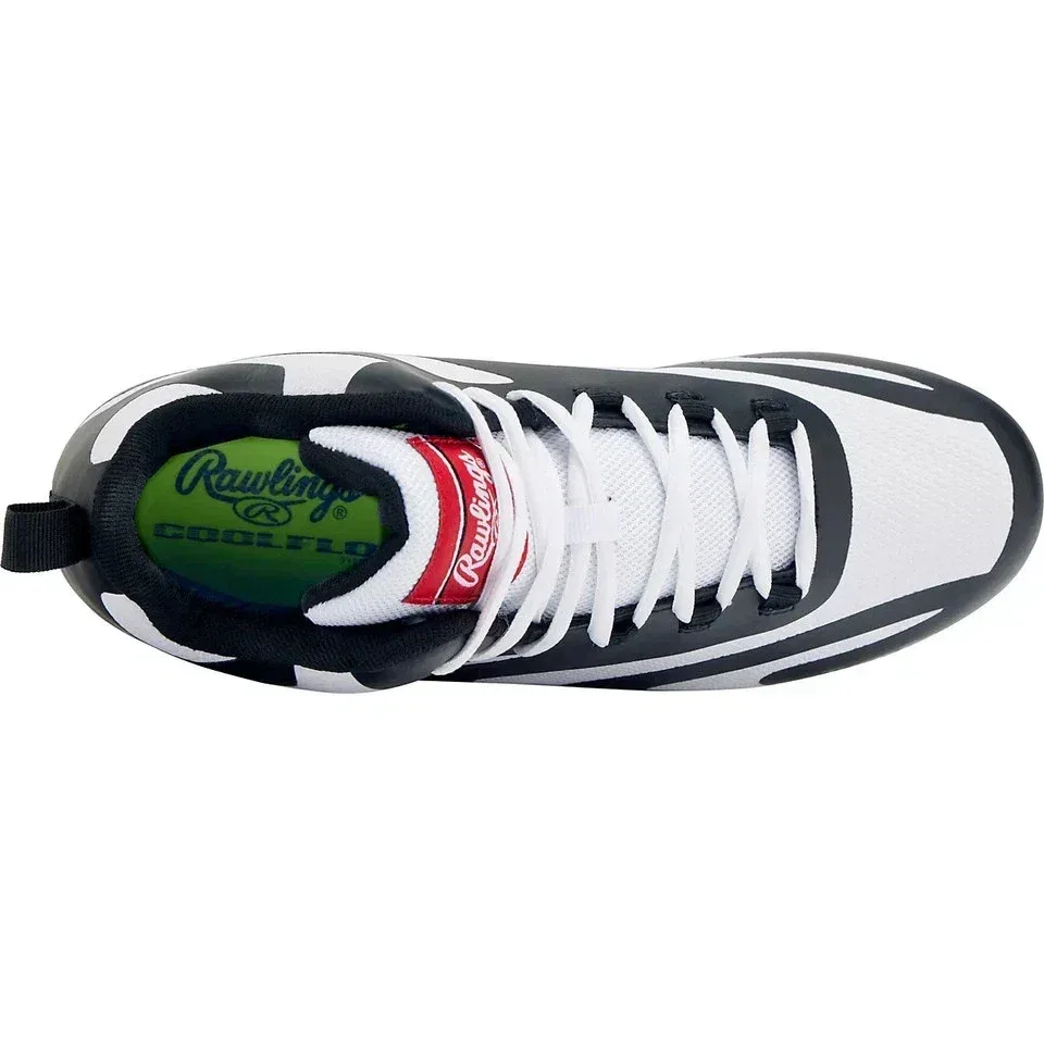 Мужские бейсбольные бутсы Rawlings Rookie Mid 1792056, черно-белые, на шнуровке, NIN1238 — фото 4