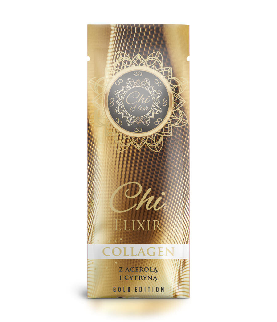 

Биологически активная добавка Chi, Collagen Elixir gold Edition, упаковка 30 шт., Collagen Drinking With Natural Vit. C, сок лимона и ацеролы