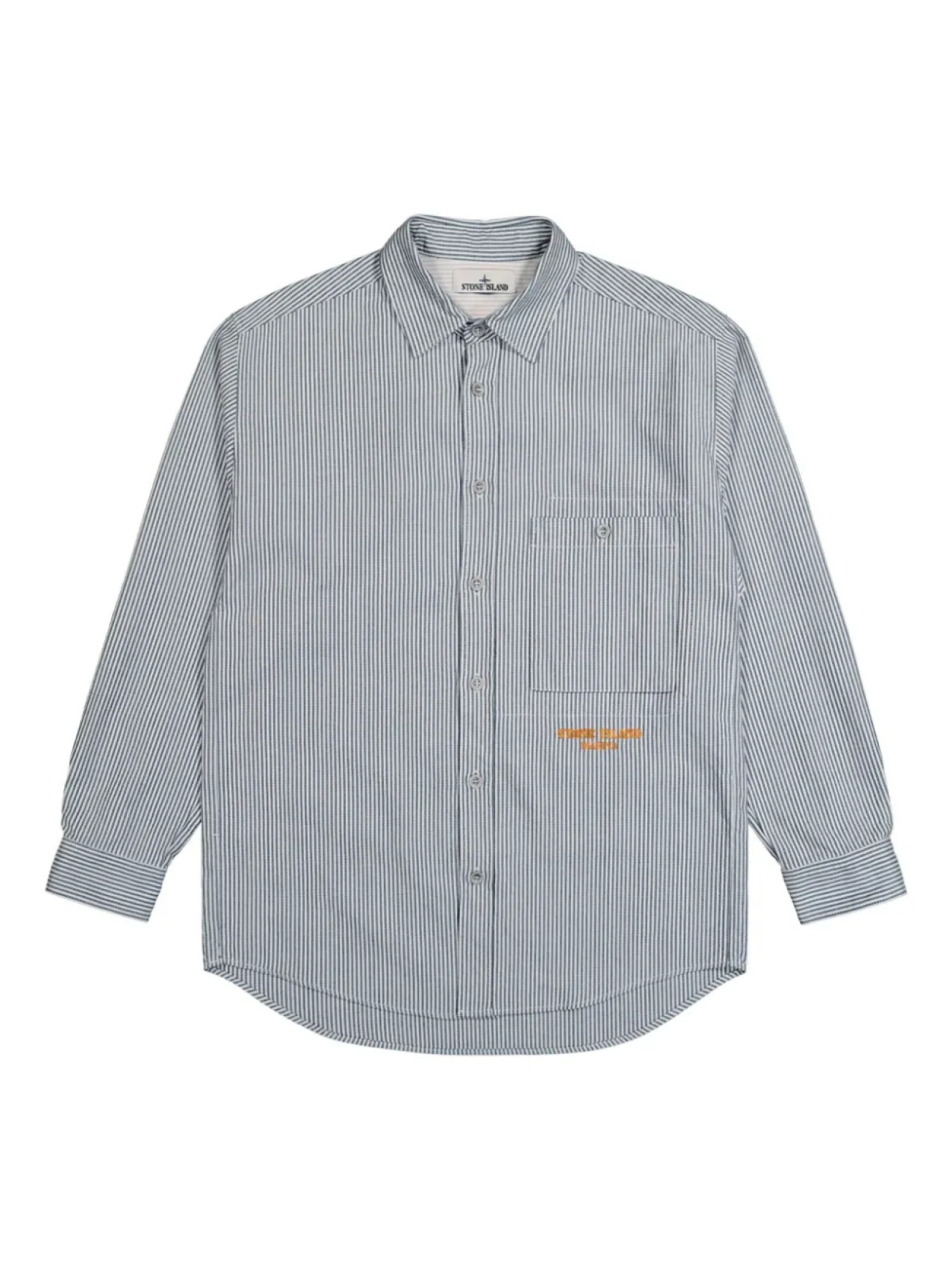 

Полосатая хлопковая рубашка Stone Island, синий