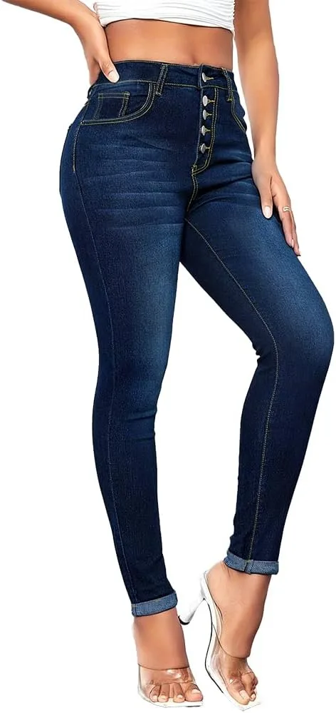 

Женские джинсы Plus Size Skinny Stretchy с высокой посадкой QERINTE
