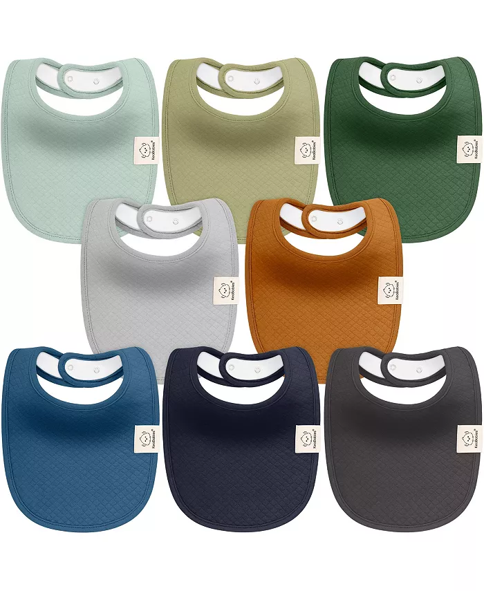 

8pk Quin детские слюнявчики для слюнотечения и прорезывания зубов, хлопковые слюнявчики, для новорожденных мальчиков и девочек Keababies, зеленый