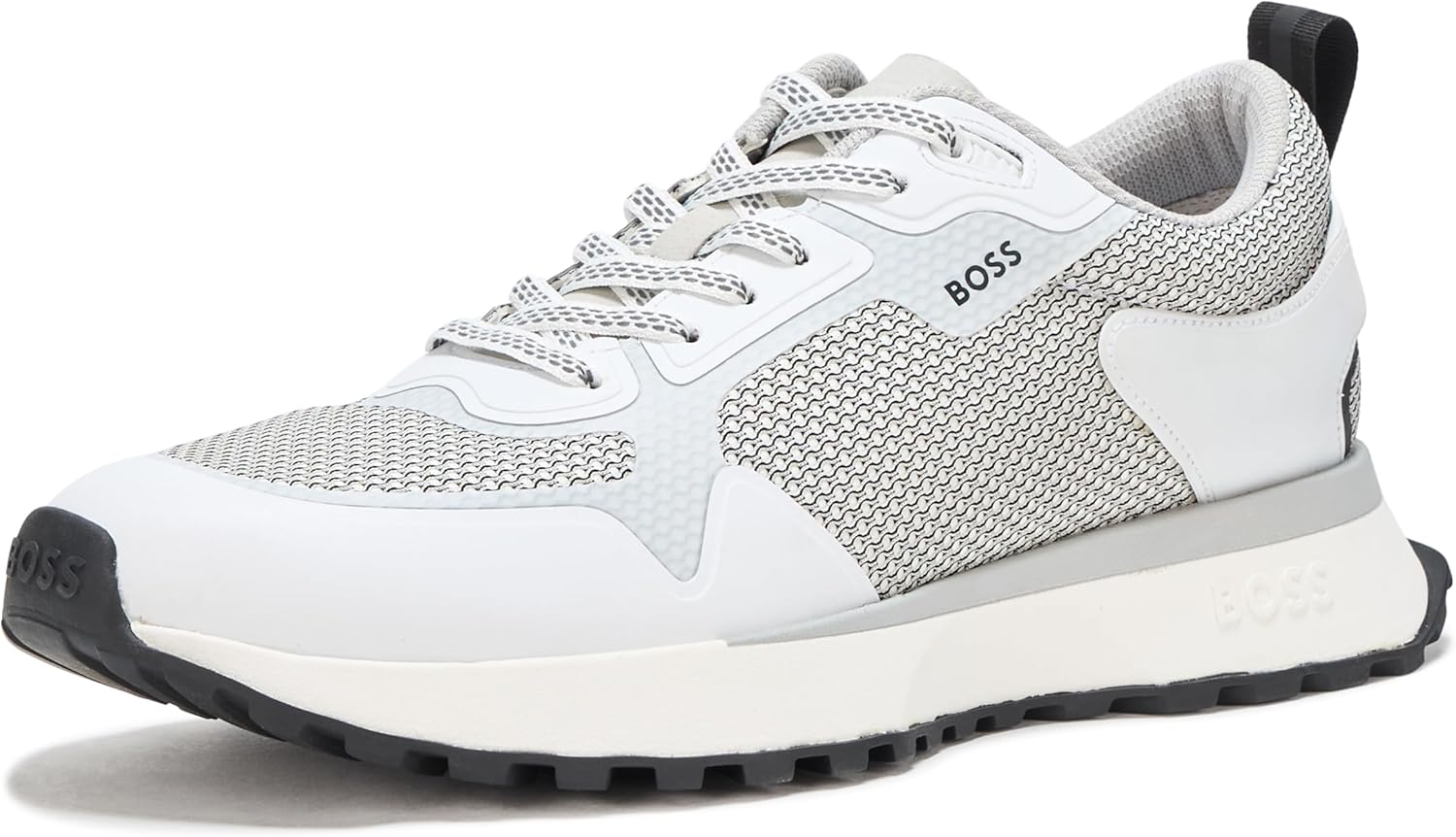 

BOSS мужские кроссовки Big Logo Mesh Mix на шнурках, Bright White, Moon Light Grey