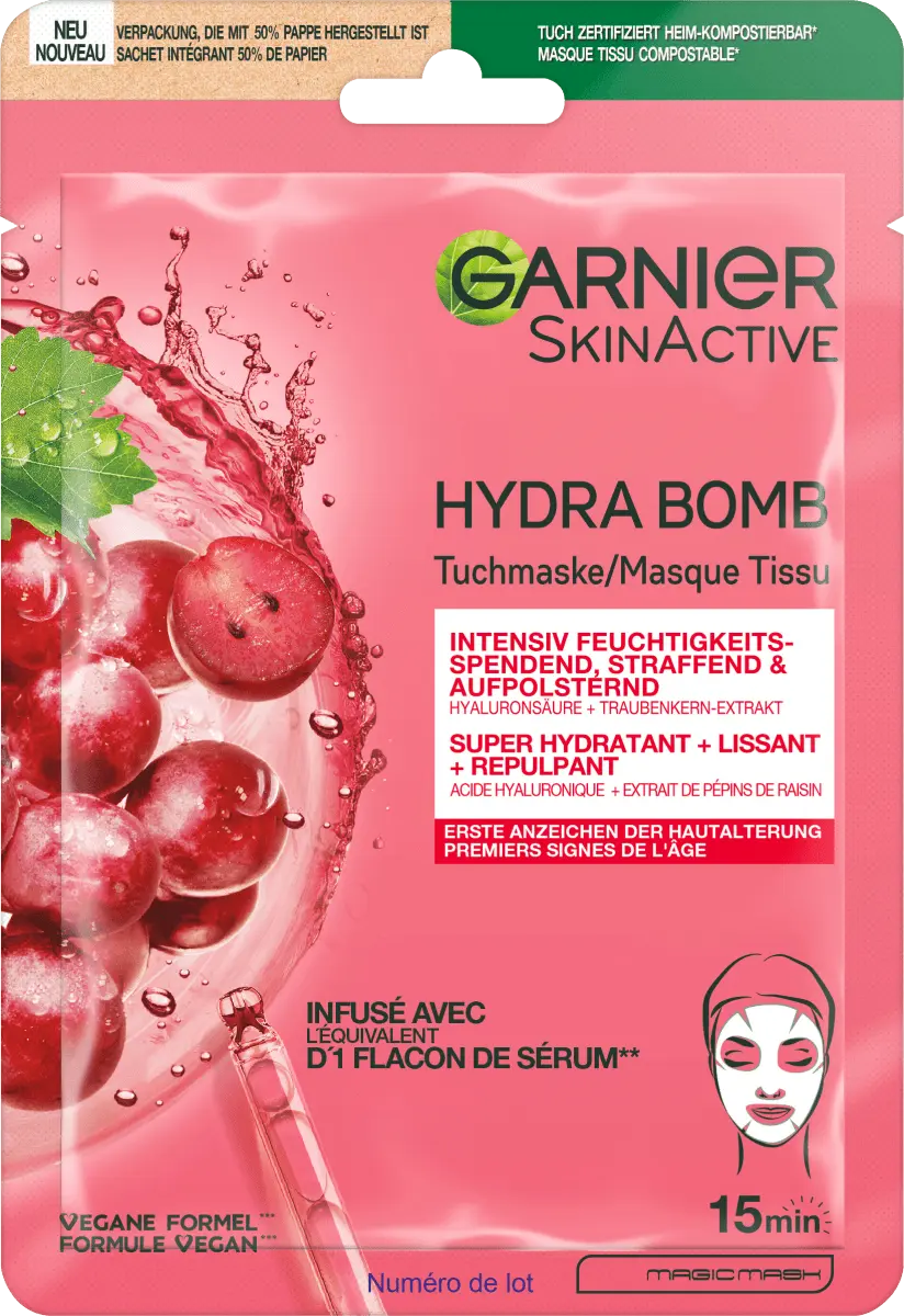 

Тканевая маска антивозрастная Hydra Bomb виноградная 28г Garnier