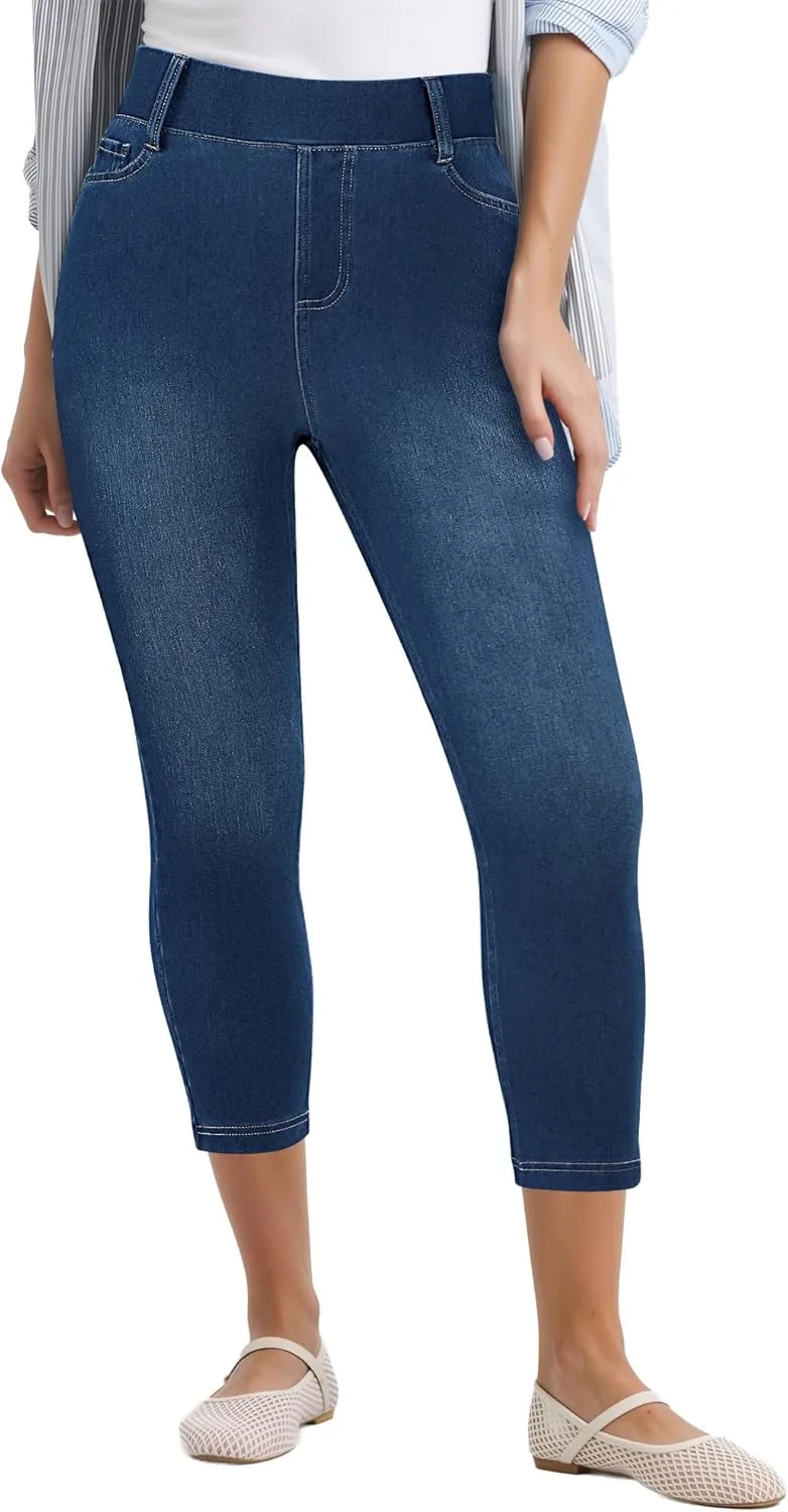 

GRAPENT Capri Jeans для женщин, скинни, на высокой талии, с эластичным поясом