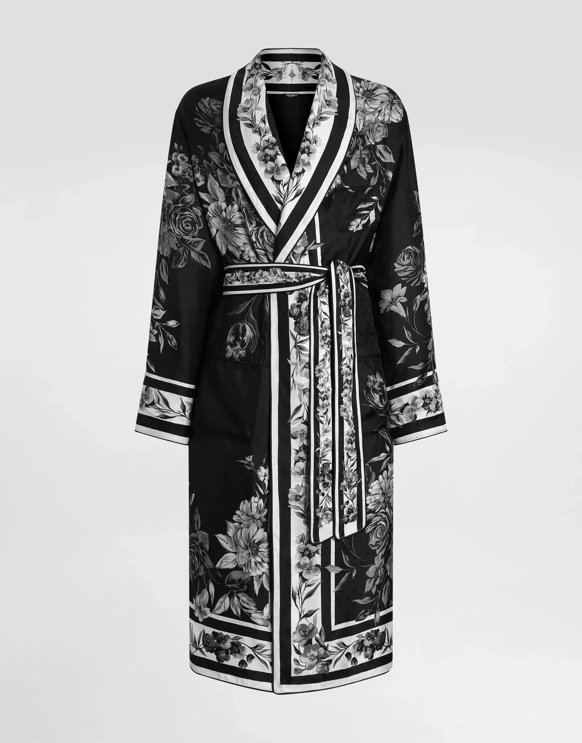 Халат из жаккардовой твиловой ткани с принтом "букет цветов" DOLCE & GABBANA, мультиколор
