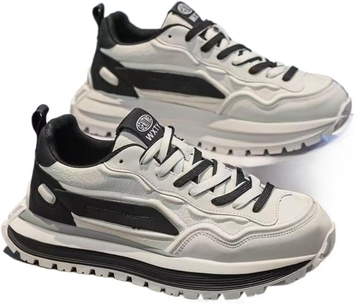 

Мужские кроссовки с массивной подошвой, ретро-стиль, платформенные для ходьбы, с дышащей сеткой, модные шнурки, спортивная обувь для повседневной носки Azttoztto, белый