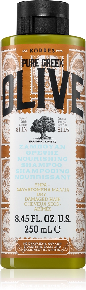 

Шампунь из чистой греческой оливы для сухих и поврежденных волос Korres, 250 мл