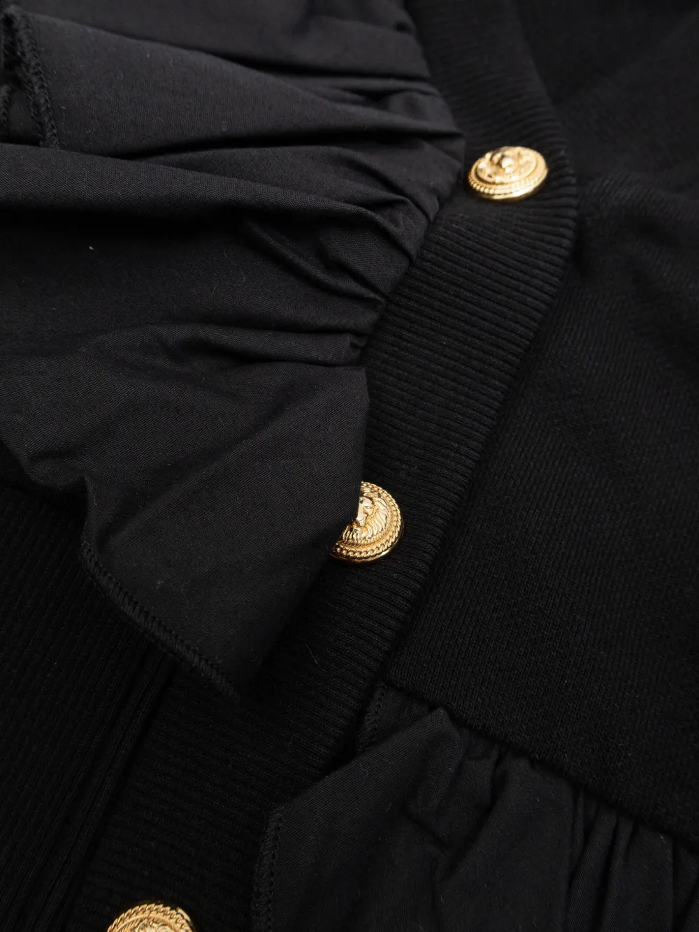 Кардиган на пуговицах с оборками Balmain Kids, черный — фото 4