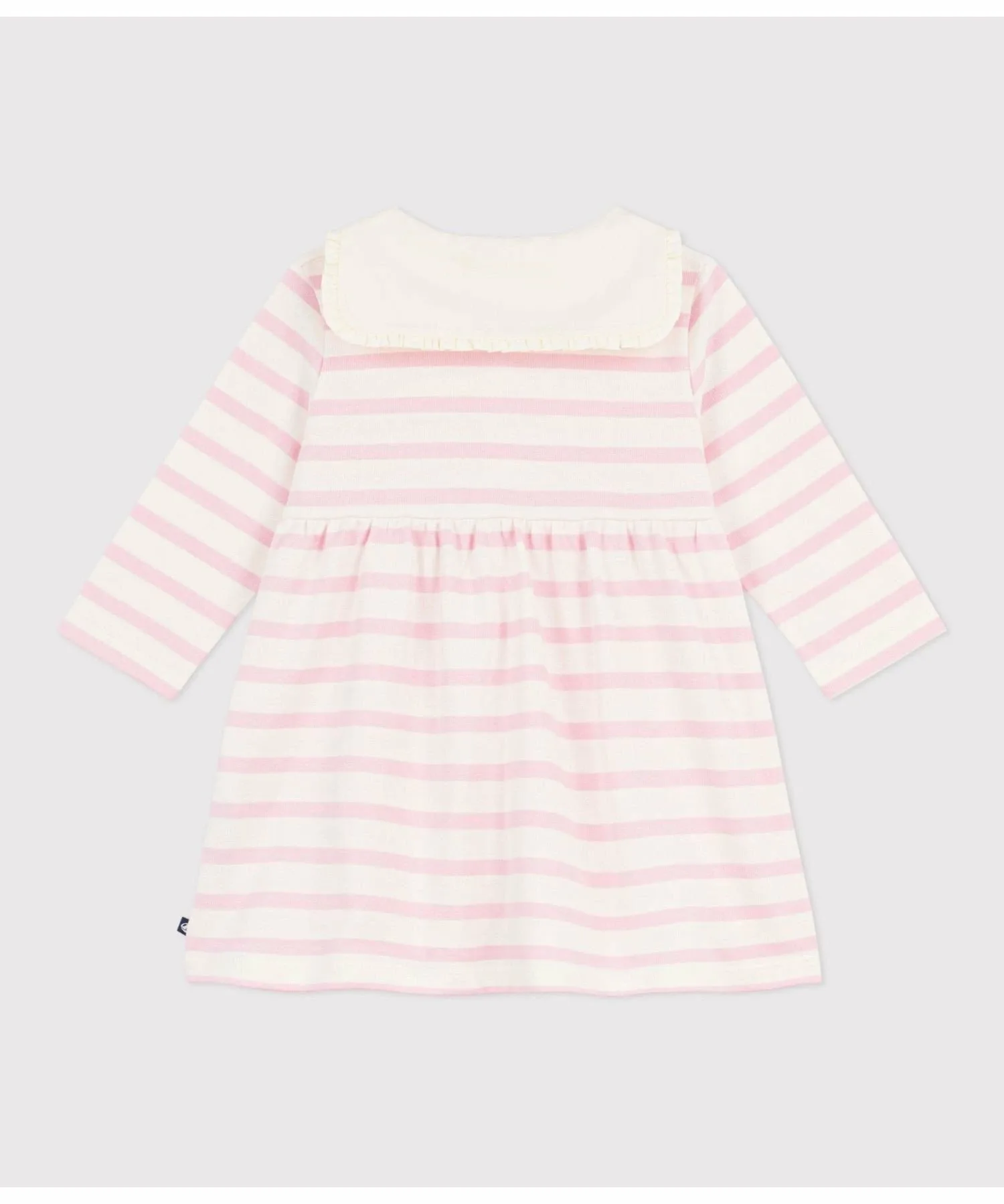 Платье с матросским воротником PETIT BATEAU, Off-white/light pink — фото 2