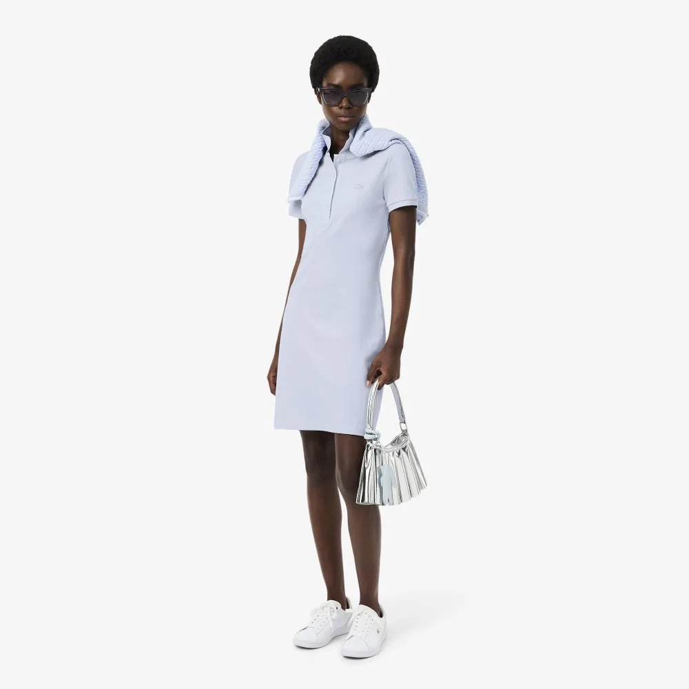 Платье Lacoste Мини-поло из пике, светло-лавандовое — фото 4