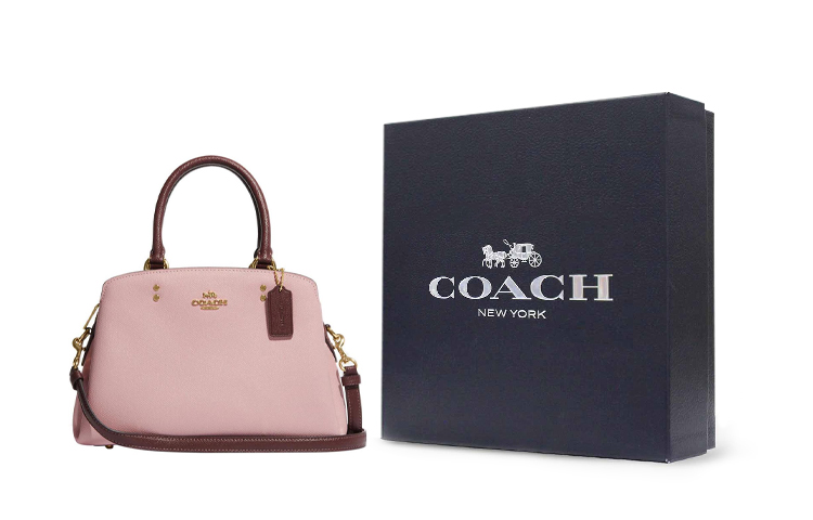 

COACH Лилли Кросс-Стич Кожаная Наплечная Сумка Миниатюрная Женская Розовая