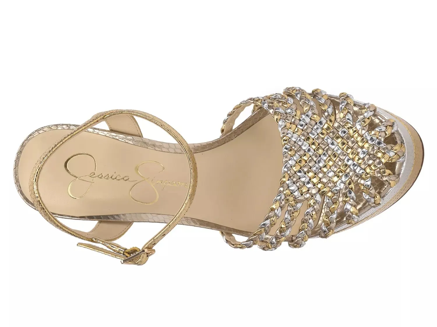 Сандалии Jessica Simpson Inaia Platform, серебристо-золотой металлик — фото 4