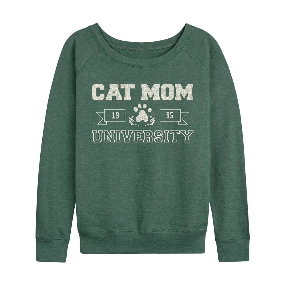 

Женский легкий свитшот из френч терри Cat Mom University Licensed Character, цвет Heather Green