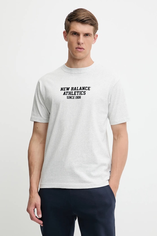 

Хлопковая футболка New Balance, серый