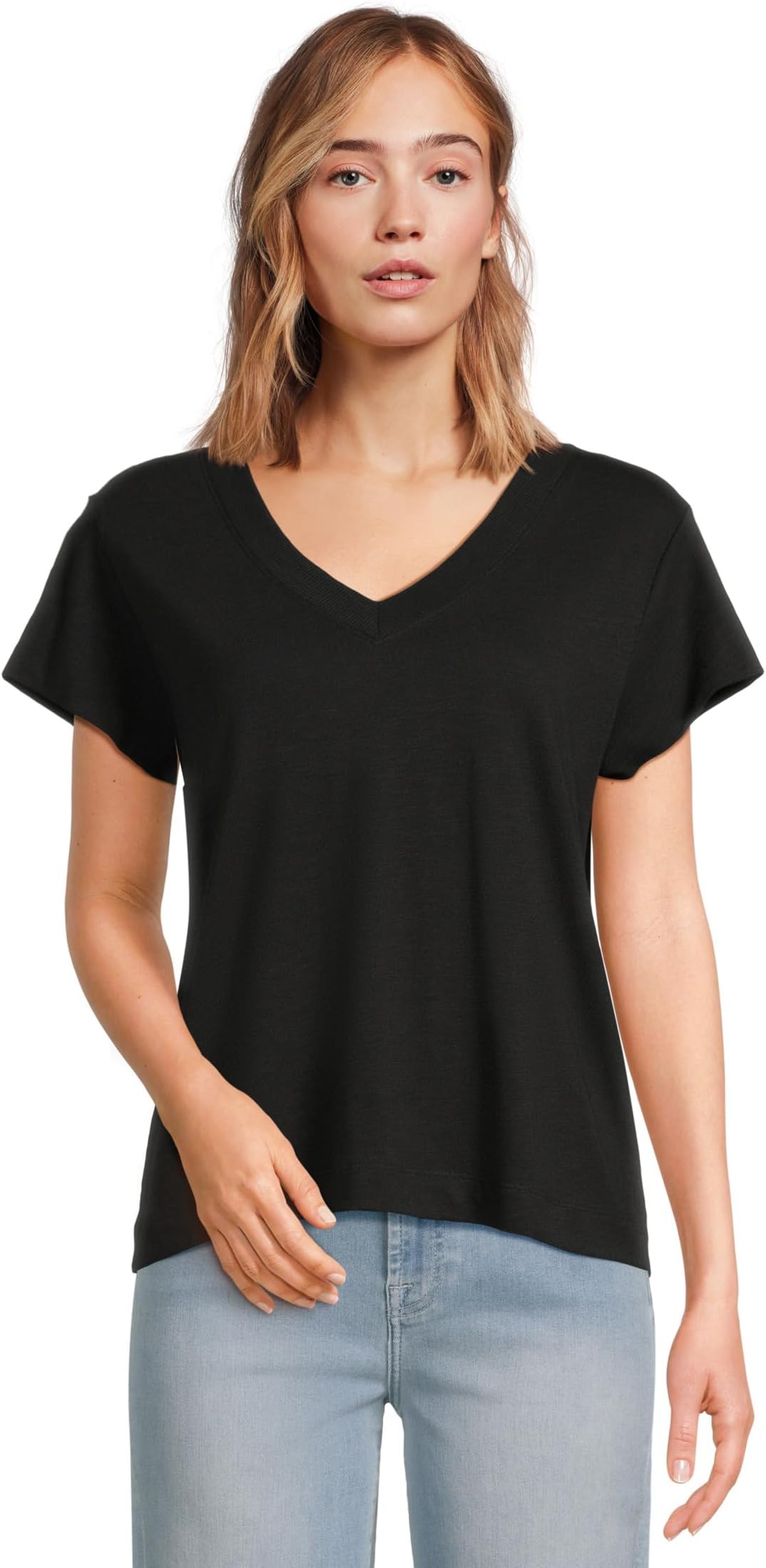 

Футболка Lilla P Relaxed Short Sleeve V-Neck Tee, черный
