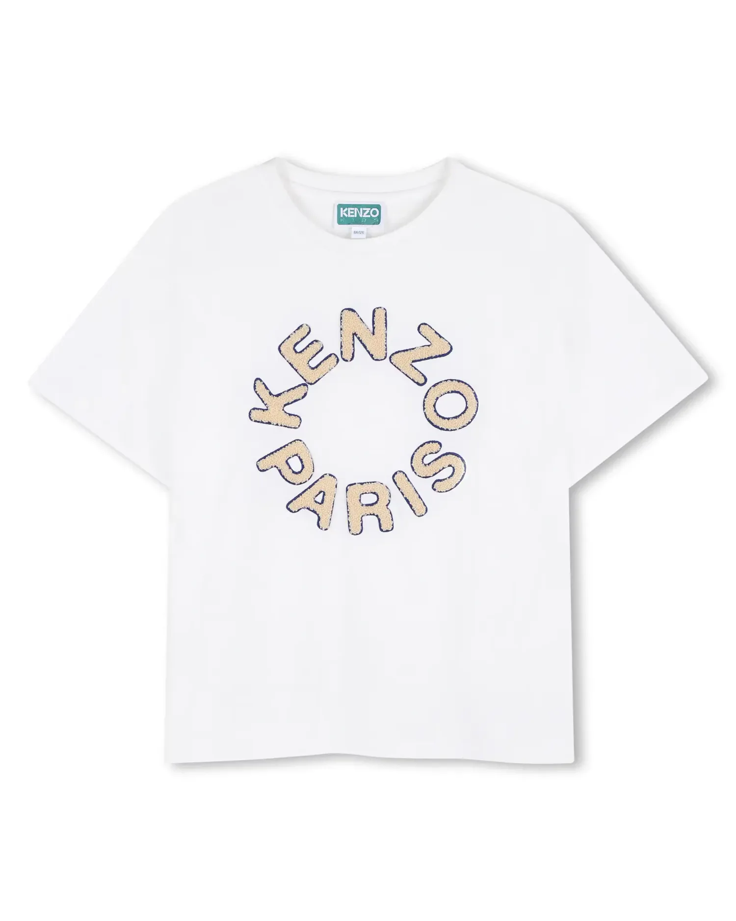 Детская футболка унисекс с коротким рукавом, с мелким рисунком, из хлопка Kenzo Kids, белый