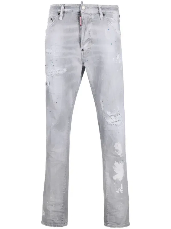 Джинсы с рваными деталями Dsquared2, серый