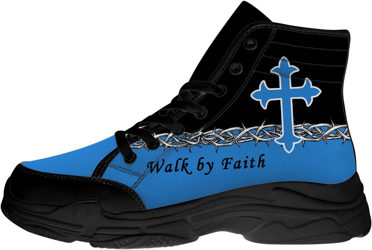 

Кеды Walk by Faith для мужчин с высоким верхом, шнурованные кеды на платформе из канвы, подарки для него и для нее Generic, черный