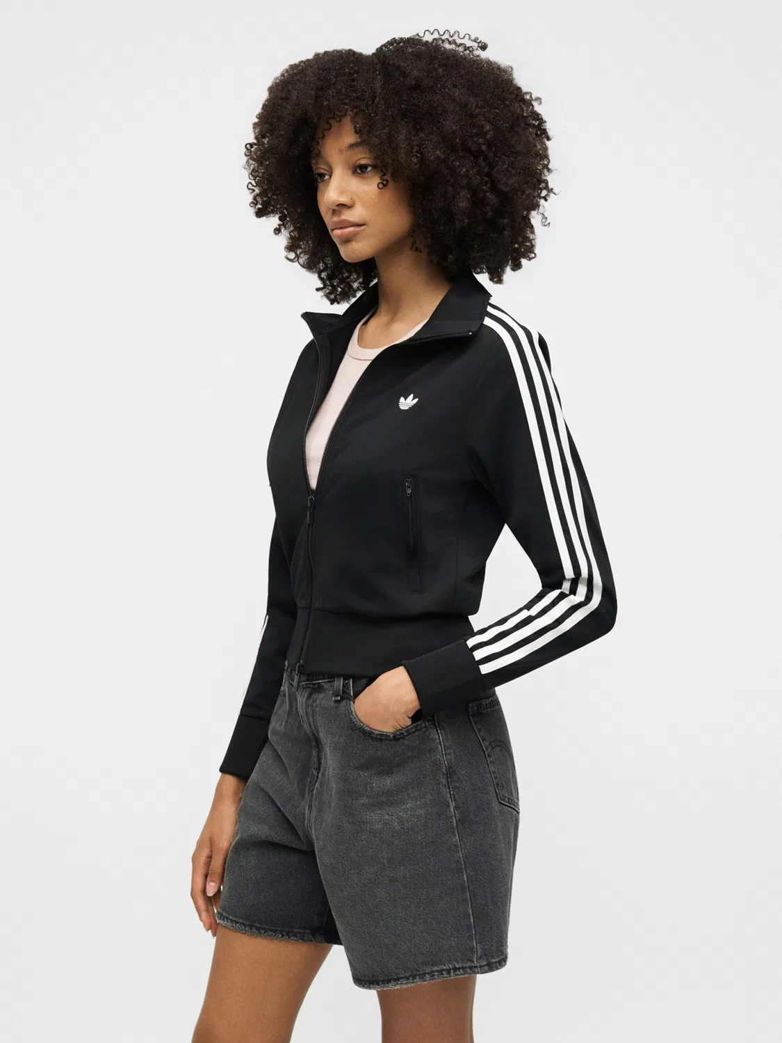 Худи на молнии Adidas Originals Firebird Classic черного цвета — фото 4