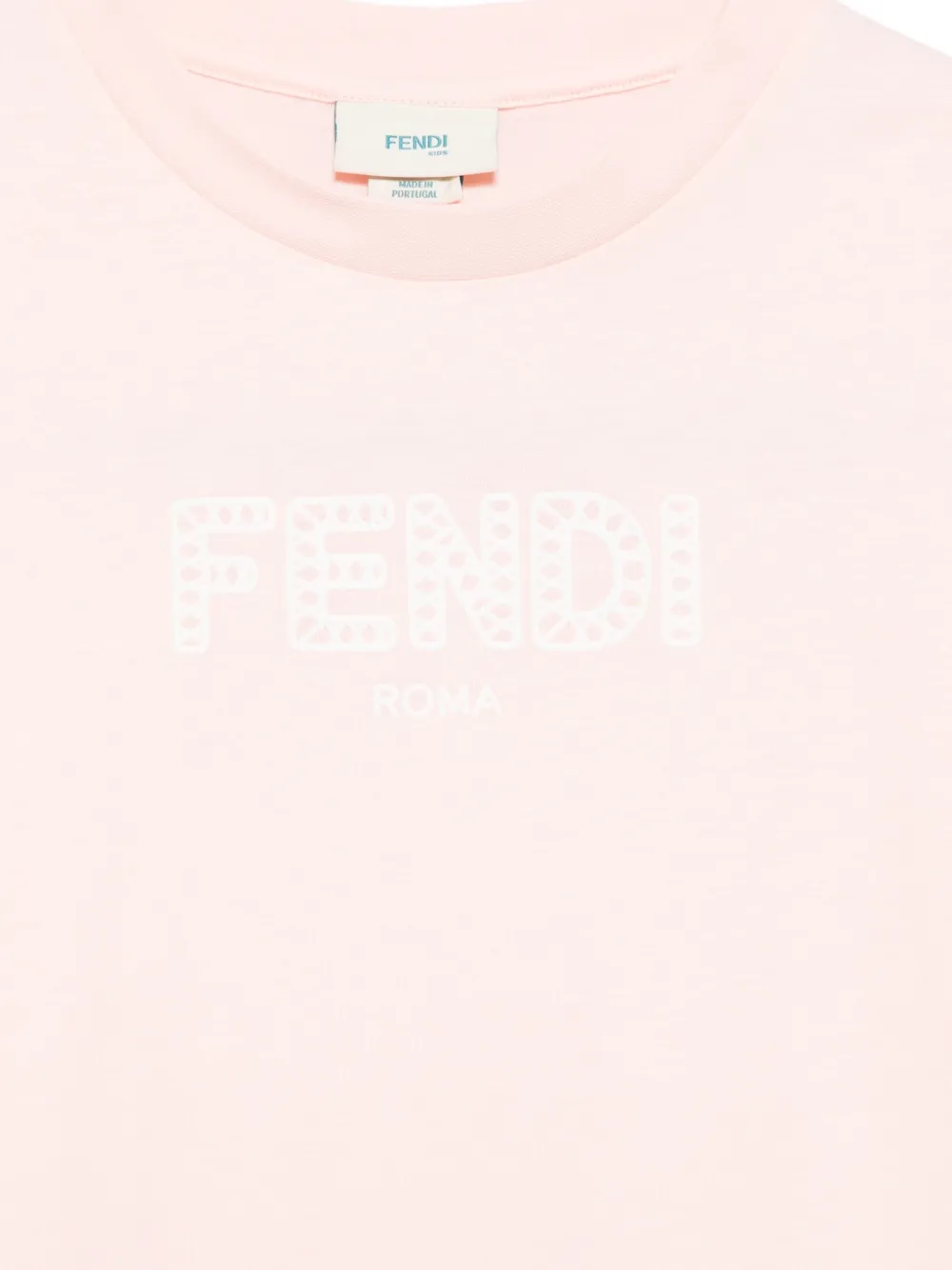 Футболка с вышитым круглым вырезом FENDI KIDS, розовый — фото 3