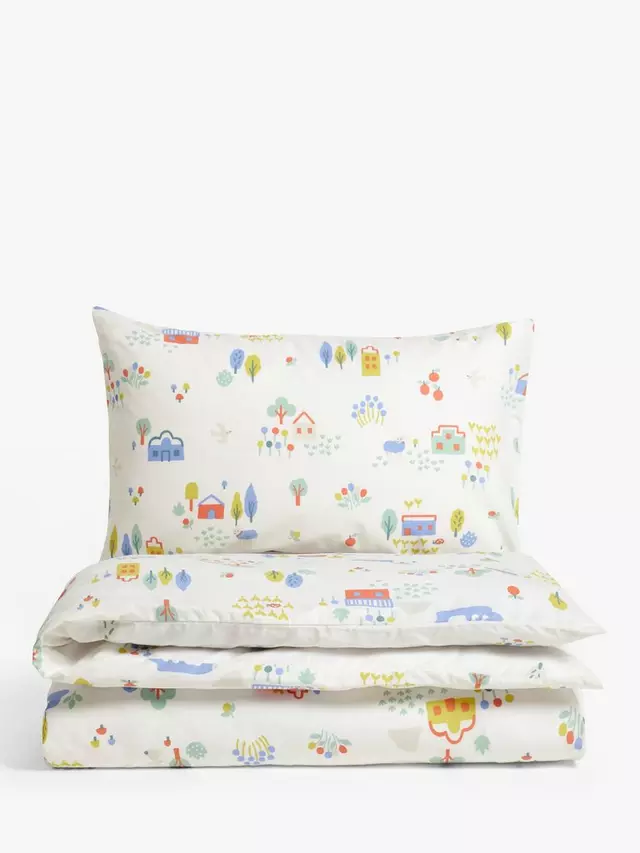 

Комплект из пододеяльника и наволочки John Lewis ANYDAY Happy Houses Reversible Toddler Pure Cotton