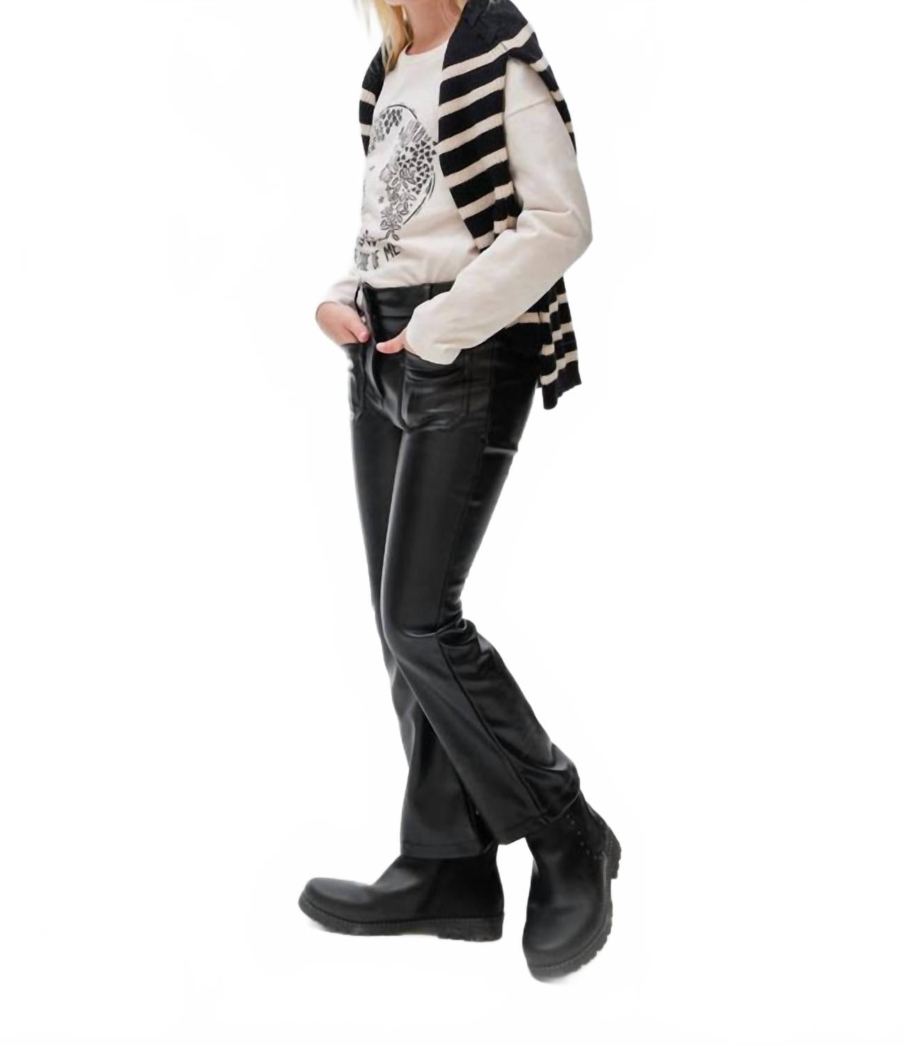 

Брюки-клеш из искусственной кожи черного цвета Mayoral, черный