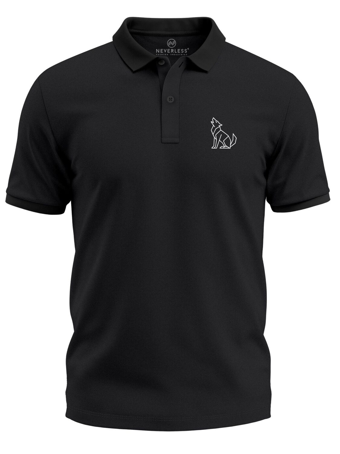 

Neverless Футболка 'Polygon Wolf Sit' в черном цвете