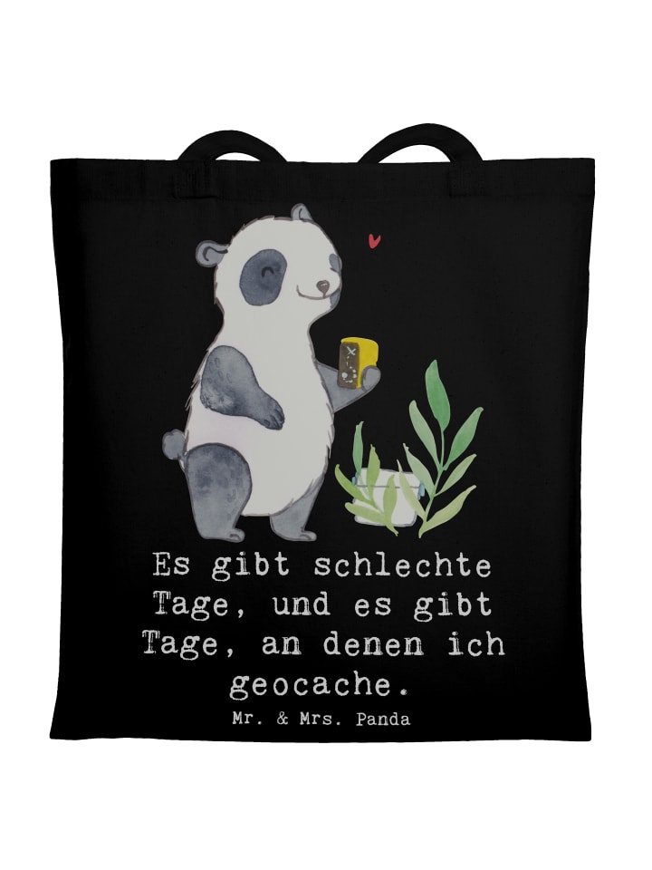 

Сумка-шоппер Panda Geocaching с лозунгом черного цвета Mr. & Mrs. Panda