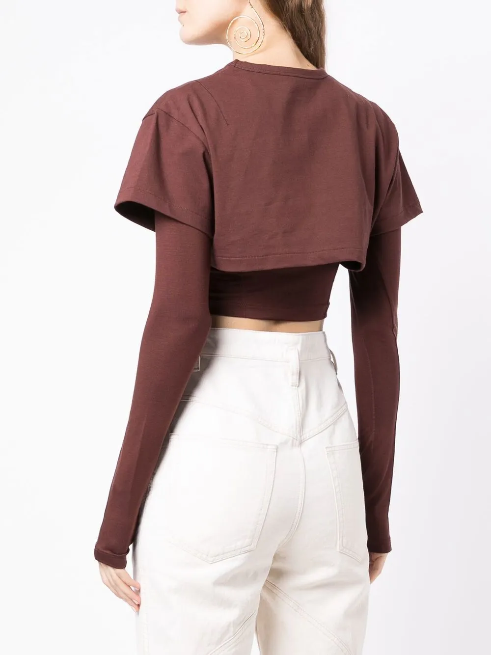 Многослойный топ Le Double T-shirt JACQUEMUS, коричневый — фото 4