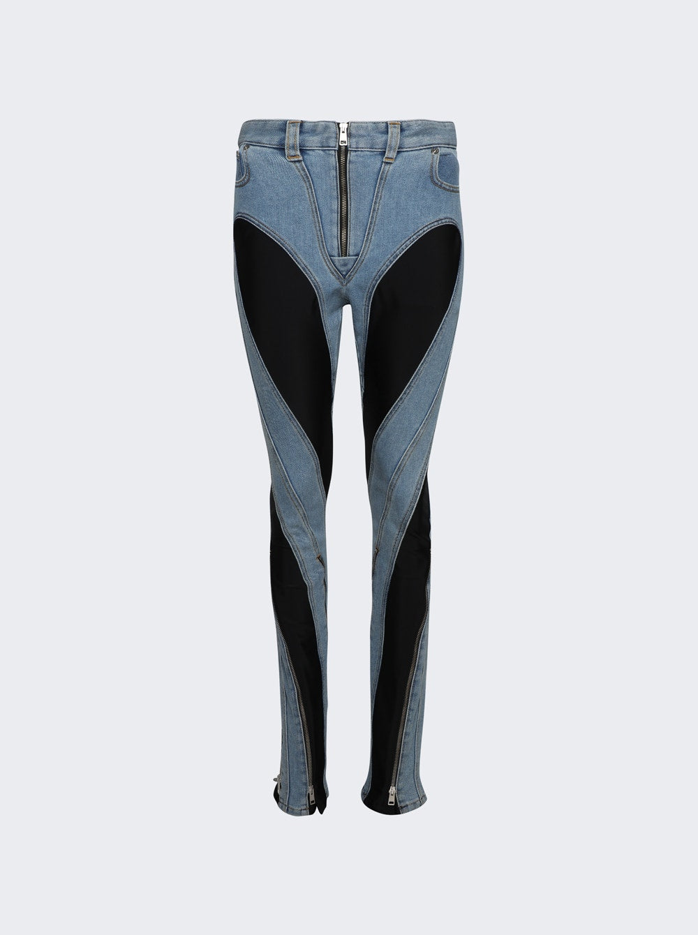 

Джинсы со спиральным разрезом по низу Mugler, цвет medium blue