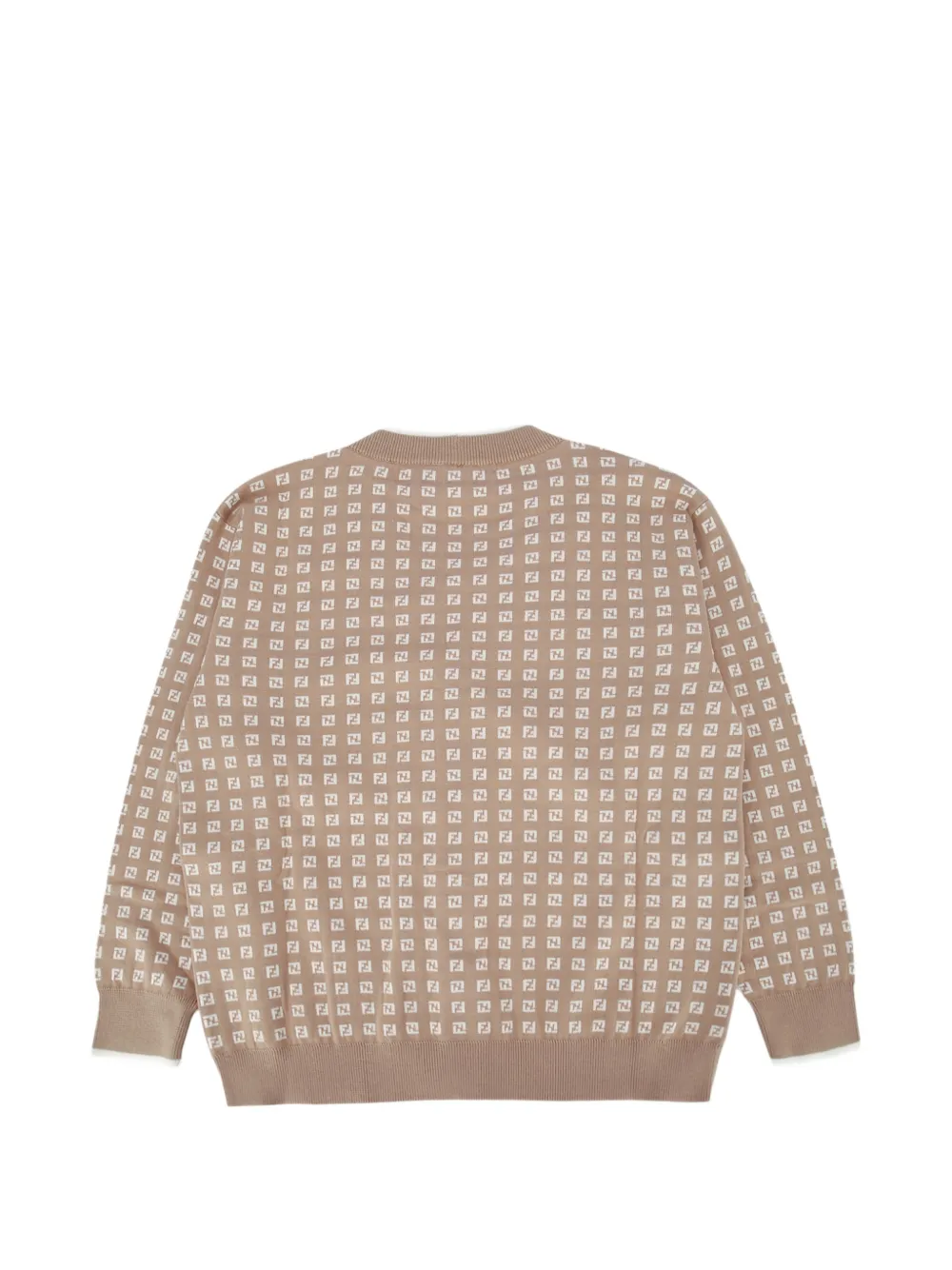 Кардиган с микро-логотипом FF Fendi Kids, бежевый — фото 2