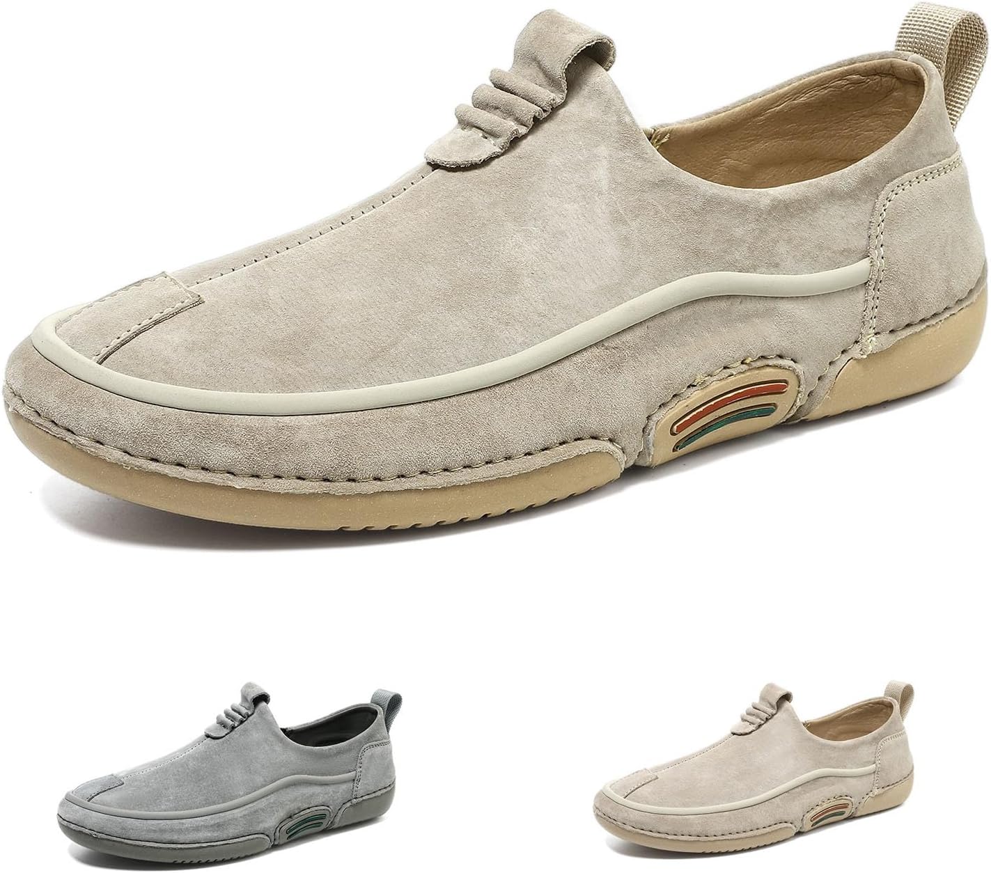 

Мужские итальянские замшевые низкие слипоны-чукка, нескользящие дышащие лоферы, повседневные лоферы, кроссовки Neuugo, хаки