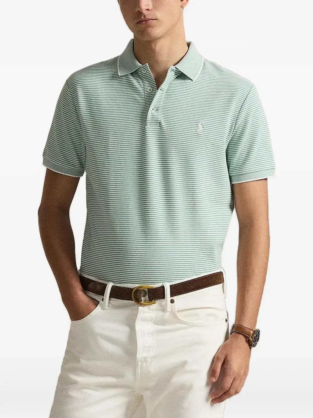 Полосатая рубашка поло с логотипом POLO RALPH LAUREN, зеленый