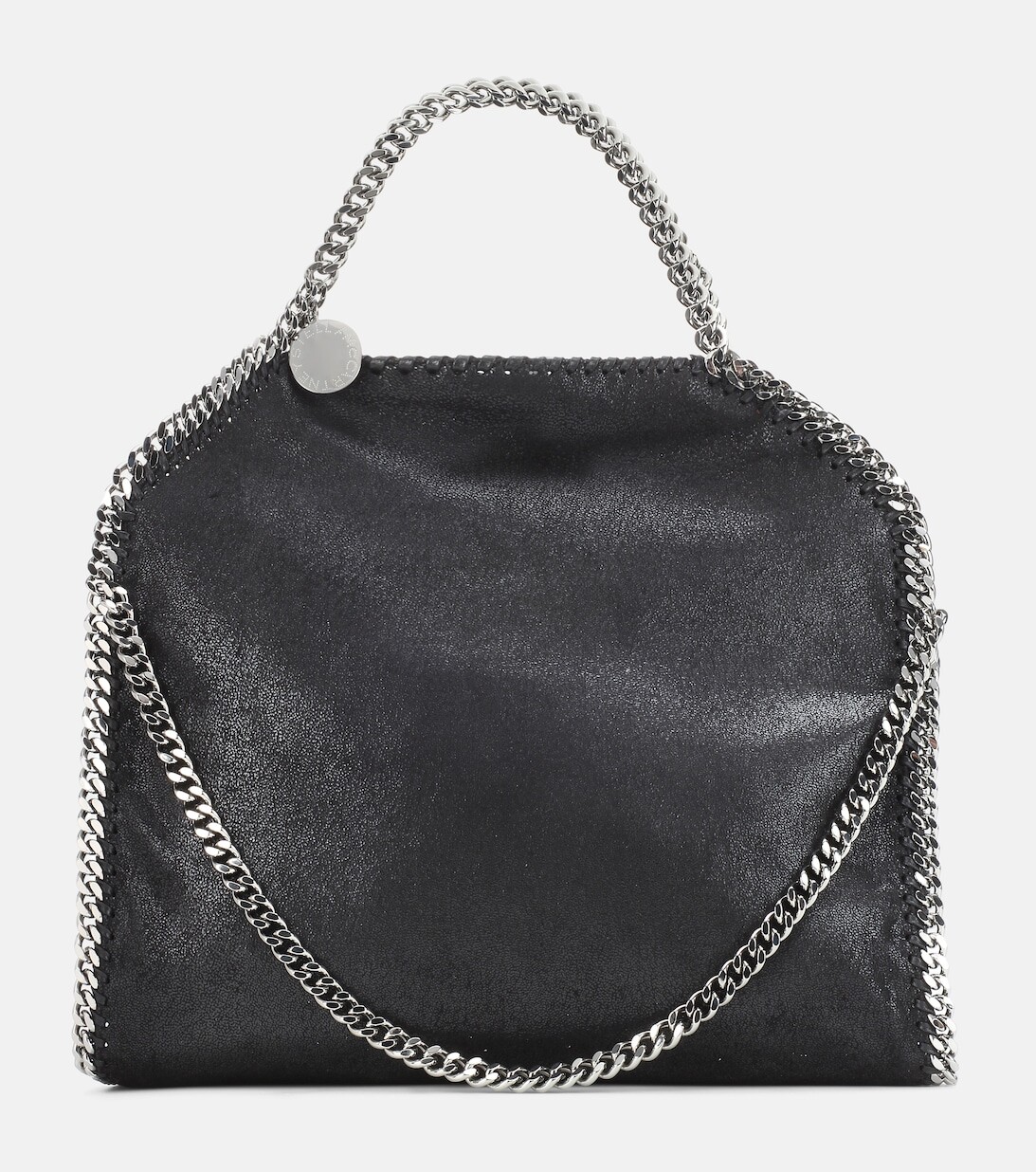 

Маленькая объемная сумка с короткими ручками Falabella Fold Over Stella McCartney, черный