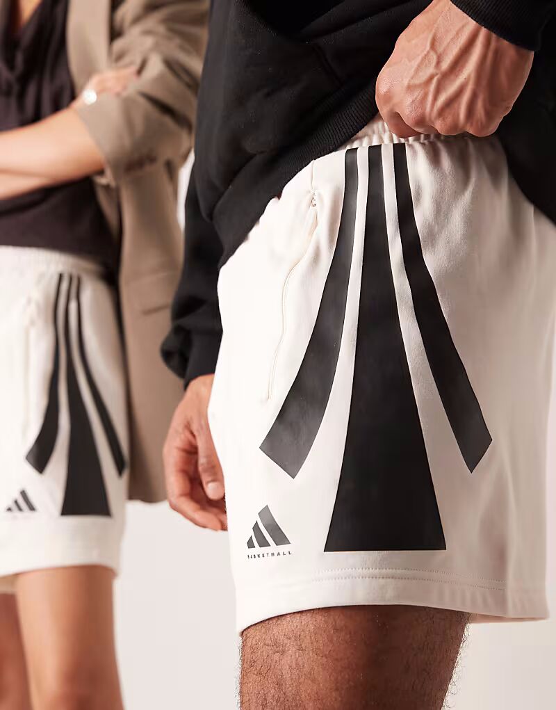 Шорты Adidas Basketball Three Stripe белого и черного цветов Adidas Originals — фото 4