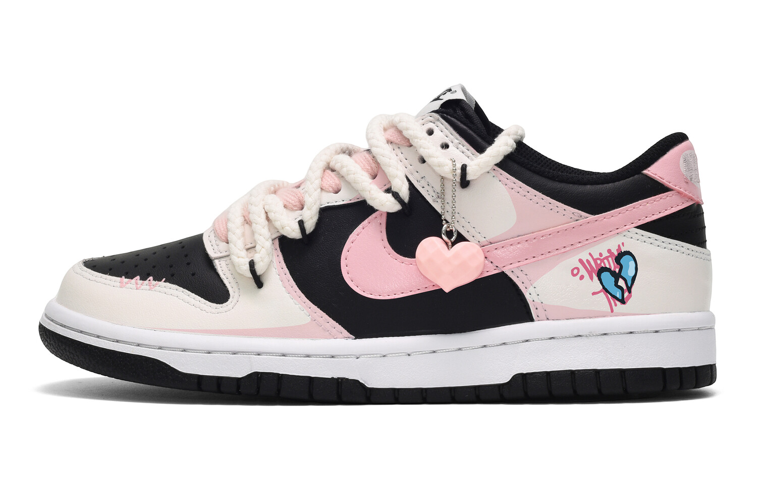 

Кроссовки Nike Dunk Skateboard Shoes Women's Low-Top Black Pink, черный/розовый