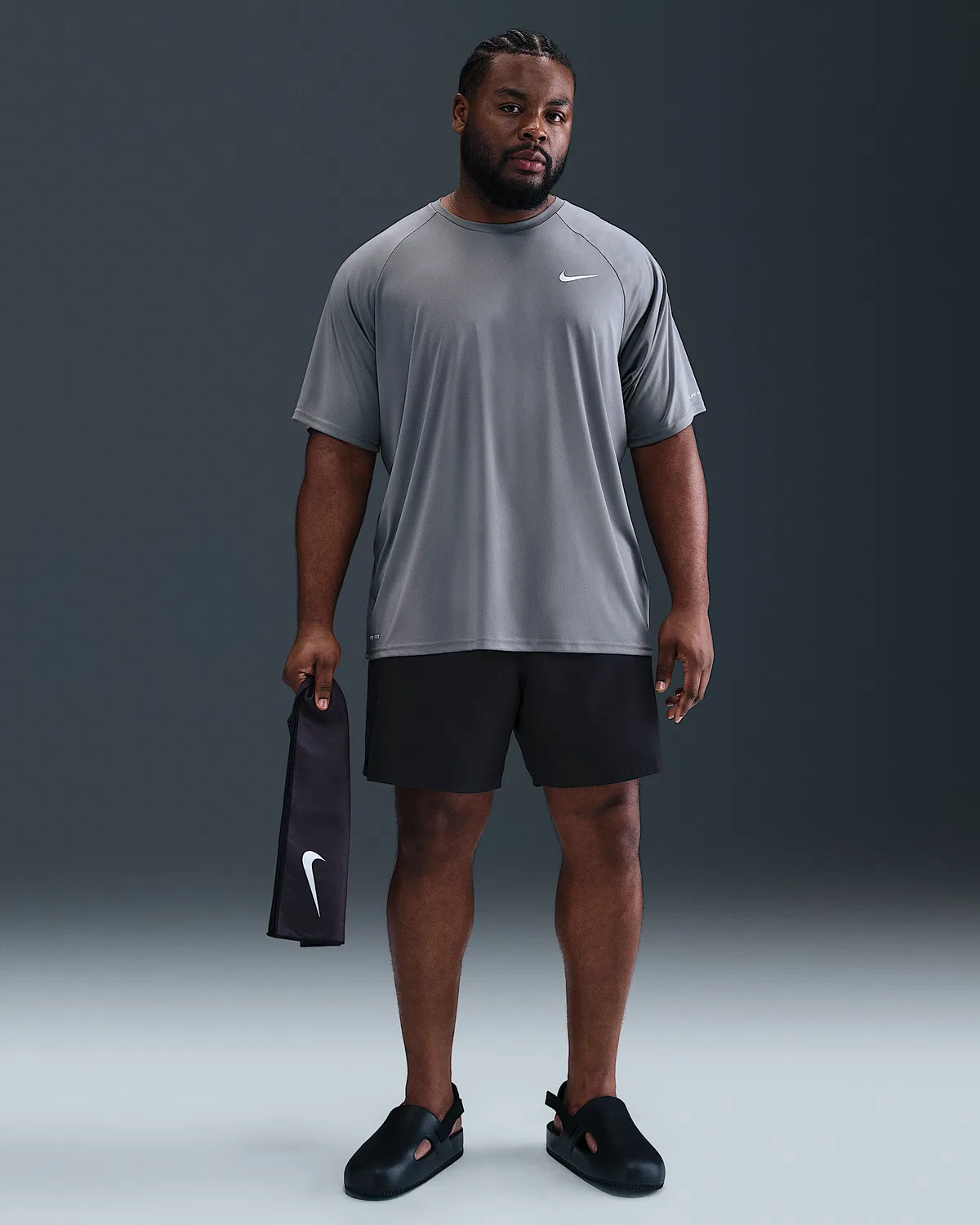 Мужская футболка Dri-FIT UV с коротким рукавом (Big & Tall) Nike Swim Hydroguard Essential, Cool Grey — фото 4